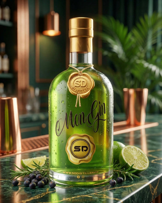 MonGin – gin artigianale italiano agli sfusati amalfitani sul bancone del bar