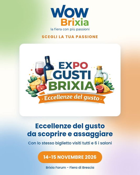 Locandina Expo Gusti Brixia, 14–15 novembre 2026 al Brixia Forum, Fiera di Brescia.